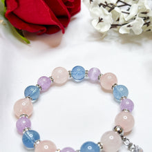 Load image into Gallery viewer, Veloria (Rose Quartz, Kunzite, Aquamarine) Crystal Bracelet
