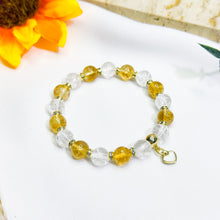 Load image into Gallery viewer, Honey Citrine x Crackled Clear Quartz Crystal Bracelet
