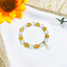 Load image into Gallery viewer, Honey Citrine x Crackled Clear Quartz Crystal Bracelet