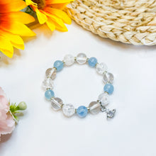 Load image into Gallery viewer, Aquamarine x Clear Quartz x Crackled Clear Quartz Crystal Bracelet