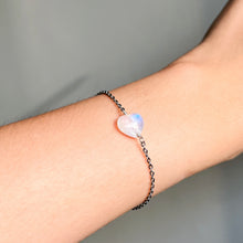 Load image into Gallery viewer, Rainbow Moonstone Heart Stainless Steel Chain Bracelet