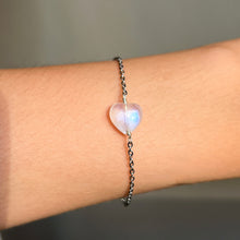 Load image into Gallery viewer, Rainbow Moonstone Heart Stainless Steel Chain Bracelet