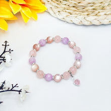 Load image into Gallery viewer, Peach Blossom (Rose Quartz, Pink Mica, Kunzite) Crystal Bracelet
