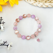 Load image into Gallery viewer, Peach Blossom (Rose Quartz, Pink Mica, Kunzite) Crystal Bracelet
