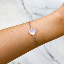 Load image into Gallery viewer, Rainbow Moonstone Heart Stainless Steel Chain Bracelet