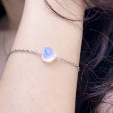 Load image into Gallery viewer, Rainbow Moonstone Heart Stainless Steel Chain Bracelet