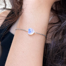 Load image into Gallery viewer, Rainbow Moonstone Heart Stainless Steel Chain Bracelet