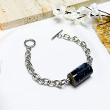 Load image into Gallery viewer, Pietersite Cylinder 304 Stainless Steel Chain Crystal Bracelet