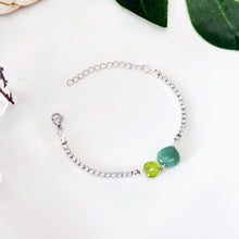 Load image into Gallery viewer, Double Wealth Magnet (Arizona Peridot Mini Heart, Green Aventurine) Tennis Chain Crystal Bracelet