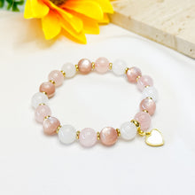 Load image into Gallery viewer, Peach Honey (Rose Quartz, Pink Mica, Icy White Jade) Crystal Bracelet (Copy)
