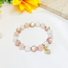Load image into Gallery viewer, Peach Honey (Rose Quartz, Pink Mica, Icy White Jade) Crystal Bracelet (Copy)