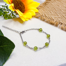 Load image into Gallery viewer, Peridot Stainless Steel Chain Crystal Bracelet