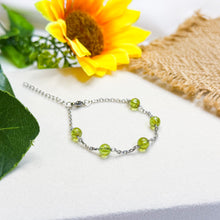 Load image into Gallery viewer, Peridot Stainless Steel Chain Crystal Bracelet