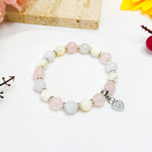 Load image into Gallery viewer, Bubblegum (Icy Green Jade, Rose Quartz, Mother of Pearl) Crystal Bracelet