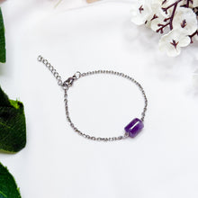 Load image into Gallery viewer, Amethyst Cylinder Stainless Steel Chain Crystal Bracelet