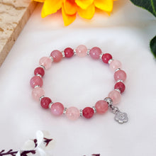 Load image into Gallery viewer, Princess Blush (Rose Quartz, Rhodonite, Yan Yuan Agate) Crystal Bracelet