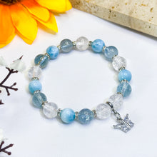 Load image into Gallery viewer, Sea Clouds (Larimar, Blue Topaz, Crackled Clear Quartz) Crystal Bracelet