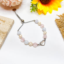 Load image into Gallery viewer, Princess Layla (Rose Quartz, Jade, Freshwater Pearls) Signature Crystal Chain Bracelet