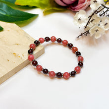 Load image into Gallery viewer, Mini Cherry (Garnet, Rhodonite) Crystal Bracelet