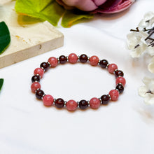 Load image into Gallery viewer, Mini Cherry (Garnet, Rhodonite) Crystal Bracelet