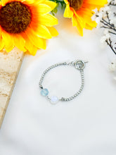 Load image into Gallery viewer, Mermaid Moon (Rainbow Moonstone, Aquamarine) Signature Tennis Chain Crystal Bracelet
