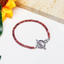Load image into Gallery viewer, Mini Rhodonite Stainless Steel Chain Crystal Bracelet