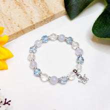 Load image into Gallery viewer, Elsa (Faceted Blue Topaz, Blue Chalcedony, Crackled Clear Quatz) Crystal Bracelet