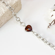 Load image into Gallery viewer, Faceted Red Tiger's Eye Heart Chain Crystal Bracelet