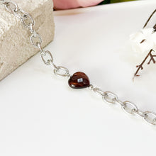 Load image into Gallery viewer, Faceted Red Tiger's Eye Heart Chain Crystal Bracelet