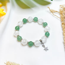 Load image into Gallery viewer, Green Aventurine x Frosted Clear Quartz (S925 Star Charm) Crystal Bracelet