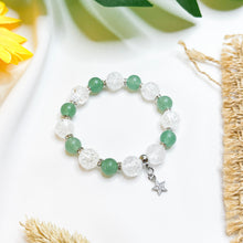 Load image into Gallery viewer, Green Aventurine x Frosted Clear Quartz (S925 Star Charm) Crystal Bracelet