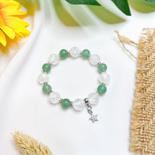Load image into Gallery viewer, Green Aventurine x Frosted Clear Quartz (S925 Star Charm) Crystal Bracelet