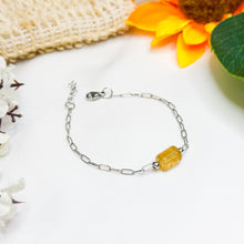 Load image into Gallery viewer, Citrine Cylinder Stainless Steel Chain Crystal Bracelet