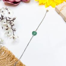 Load image into Gallery viewer, Green Aventurine Mini Heart Stainless Steel Chain Bracelet