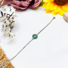 Load image into Gallery viewer, Green Aventurine Mini Heart Stainless Steel Chain Bracelet