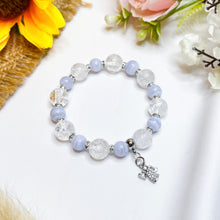 Load image into Gallery viewer, Blue Lace Agate x Frosted Quartz Crystal Bracelet