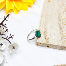 Load image into Gallery viewer, Malachite Crystal Clover Sterling Silver S925 Adjustable Ring