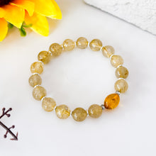 Load image into Gallery viewer, Gold Rutile x Amber Crystal Bracelet