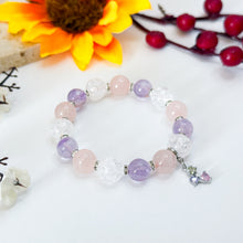 Load image into Gallery viewer, Lavender Rose Crystal Bracelet (Lavender Quartz, Rose Quartz, Clear Quartz)