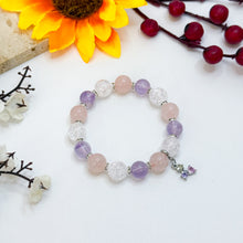 Load image into Gallery viewer, Lavender Rose Crystal Bracelet (Lavender Quartz, Rose Quartz, Clear Quartz)