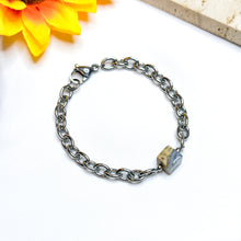 Load image into Gallery viewer, Blue Chalcedony Rough Cube 304 Stainless Steel Chain Crystal Bracelet