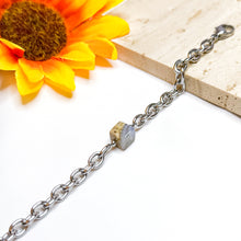 Load image into Gallery viewer, Blue Chalcedony Rough Cube 304 Stainless Steel Chain Crystal Bracelet