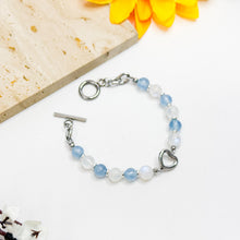 Load image into Gallery viewer, Mermaid Moon (Rainbow Moonstone, Aquamarine) Chain Crystal Bracelet