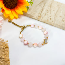 Load image into Gallery viewer, Pink Roses (Rose Quartz, Pink Conch) Slider Crystal Bracelet