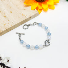 Load image into Gallery viewer, Mermaid Moon (Rainbow Moonstone, Aquamarine) Chain Crystal Bracelet