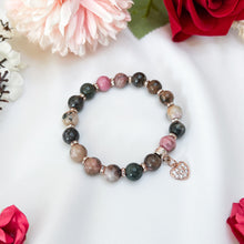 Load image into Gallery viewer, Rhodonite Crystal Bracelet (w/ Rose Gold Heart)