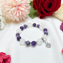Load image into Gallery viewer, Heather Purple (RARE Tiffany, Amethyst, Frosted Quartz) Crystal Bracelet