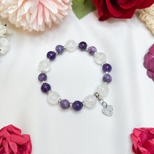 Load image into Gallery viewer, Heather Purple (RARE Tiffany, Amethyst, Frosted Quartz) Crystal Bracelet