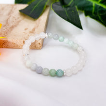 Load image into Gallery viewer, Mini Green Jade x Icy White Jade Crystal Bracelet (304 Stainless Steel Spacers)