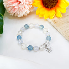 Load image into Gallery viewer, Ocean Blue (Santa Maria Aquamarine, Blue Chalcedony, Clear Quartz) Crystal Bracelet